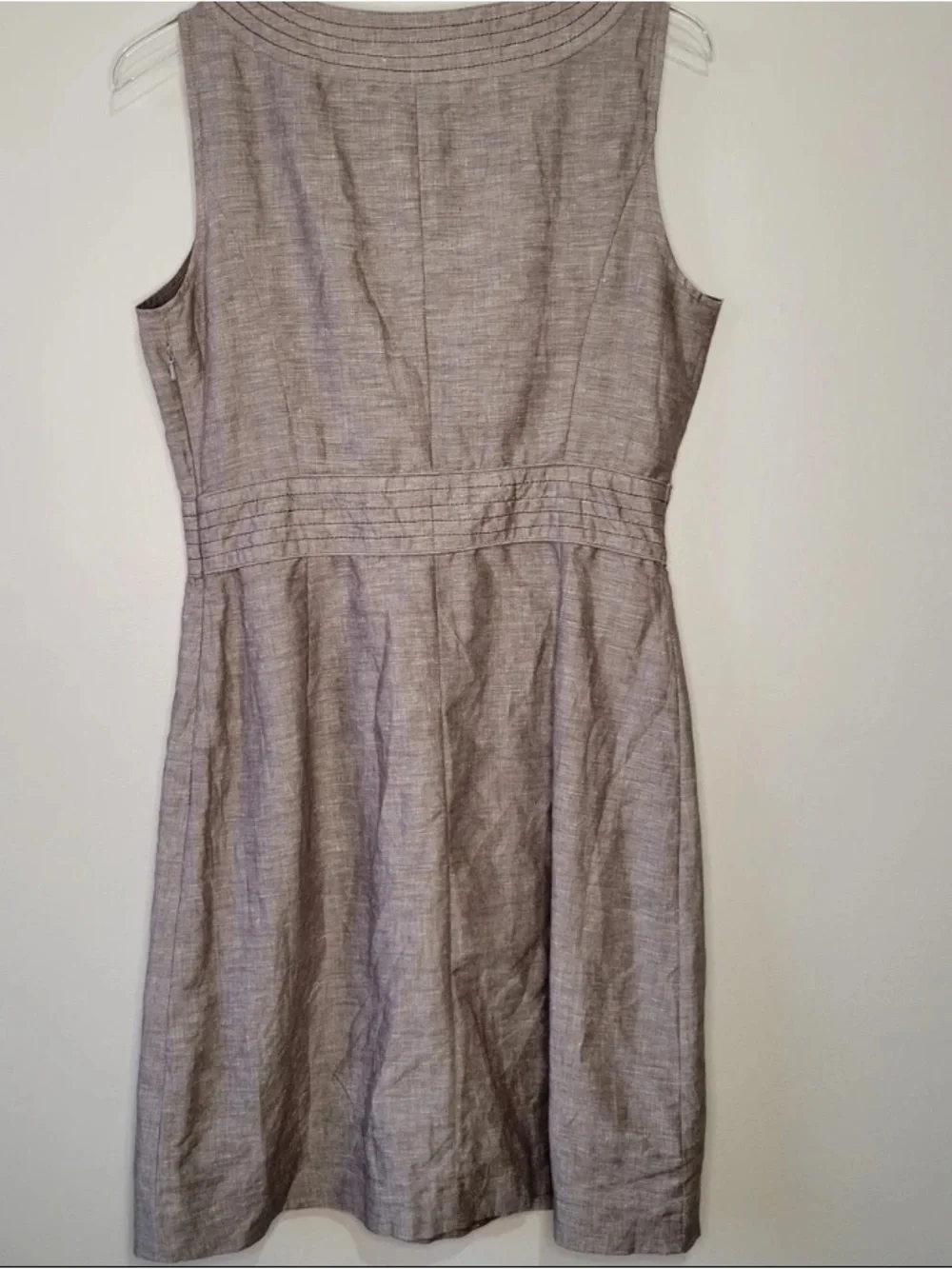 Willi Smith Sleeveless Linen-Blend Dress in Taupe